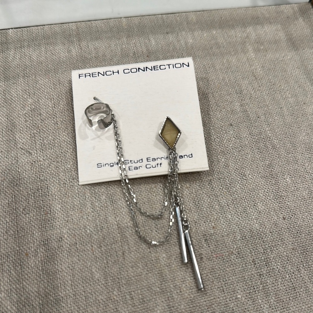 French Connection Silver Chain Drop Earring